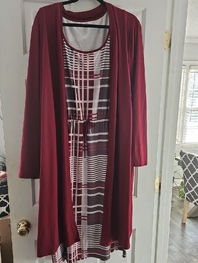 Two-Piece Burgundy and White Dress Set